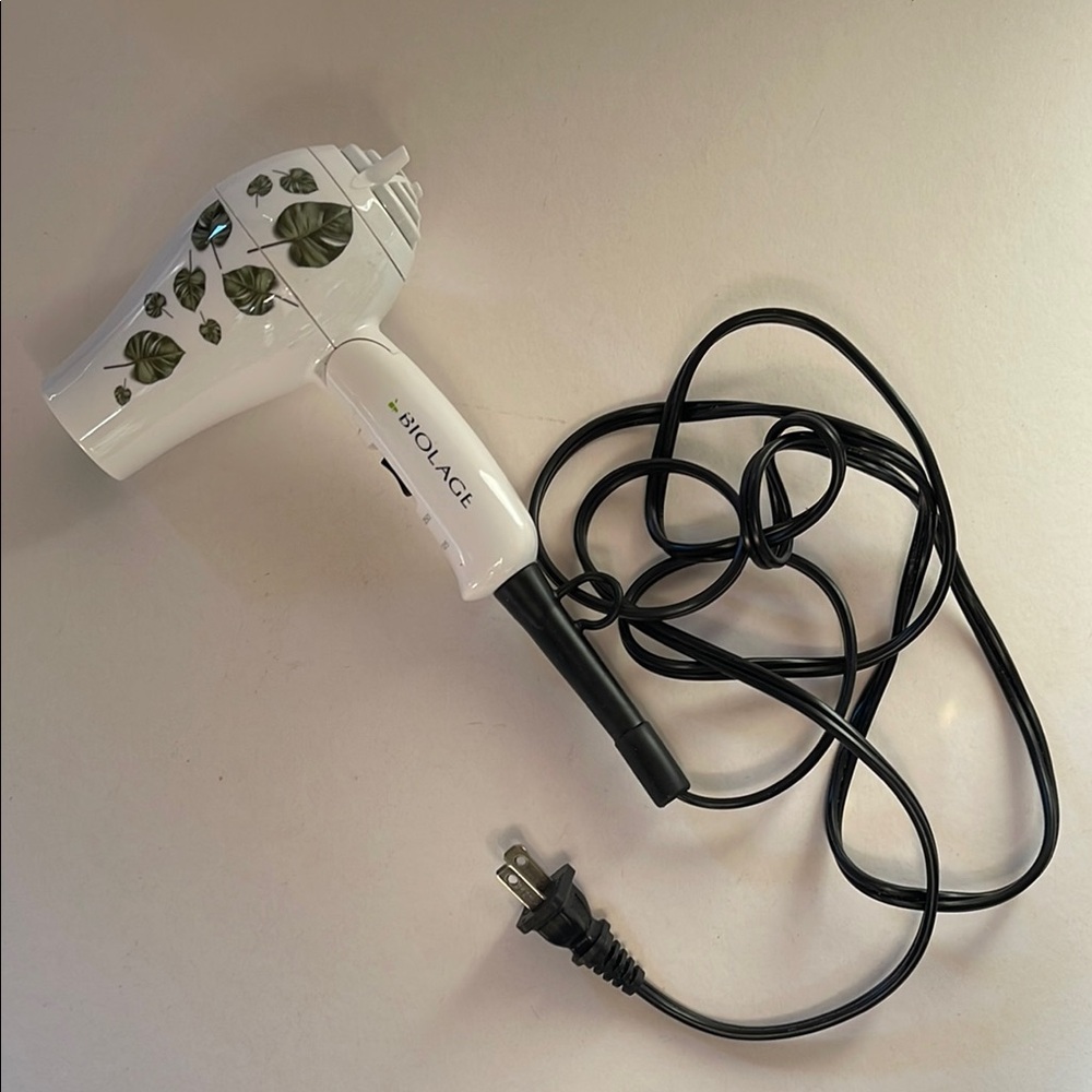 Biolage White Hair Dryer with Leaf Design